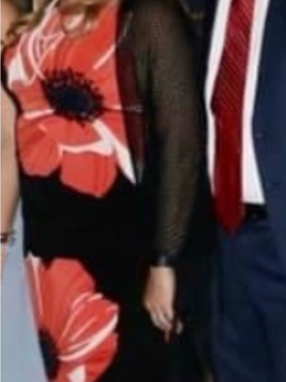 Tommy Hilfiger Size 16 Black Red Floral Sleeveless Dress
